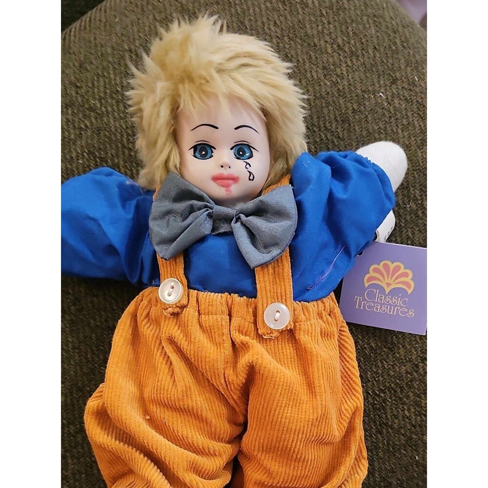 Classic Treasures Sad Tear Crying Clown Doll With Tag